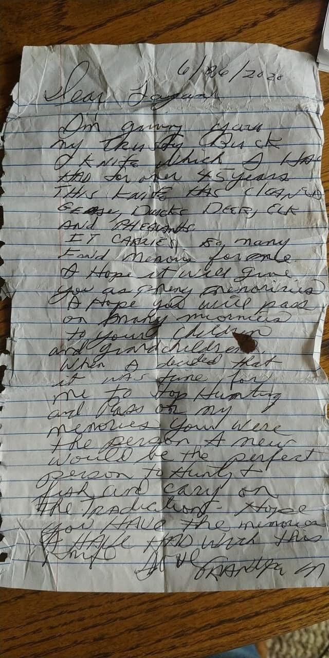Family letter found with knife